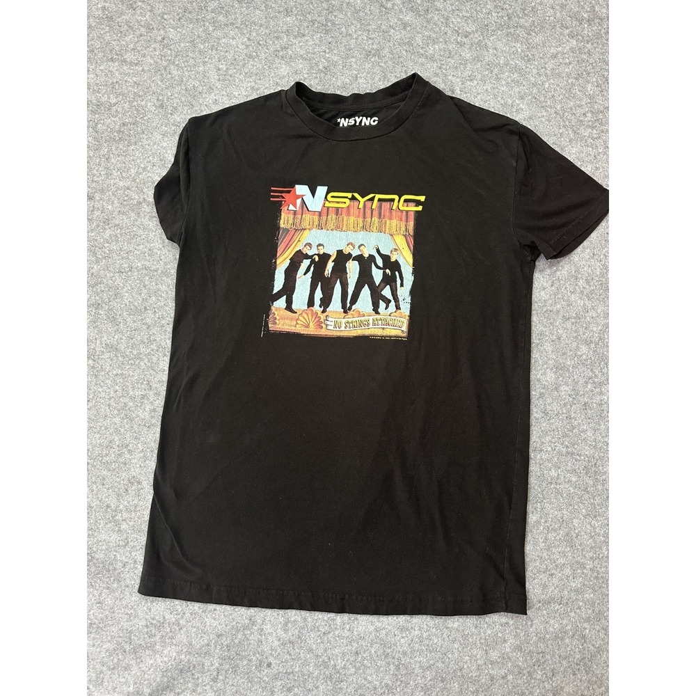 Nsync T Shirt Mens XL Black Cotton Stretch Graphic No Strings Attached Music